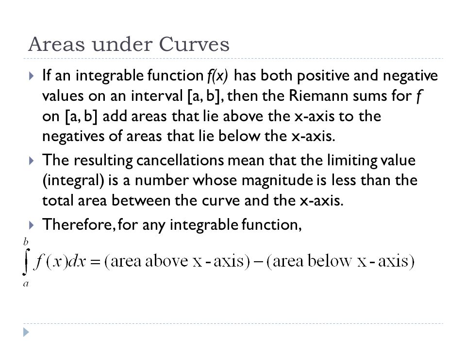 Areas under Curves