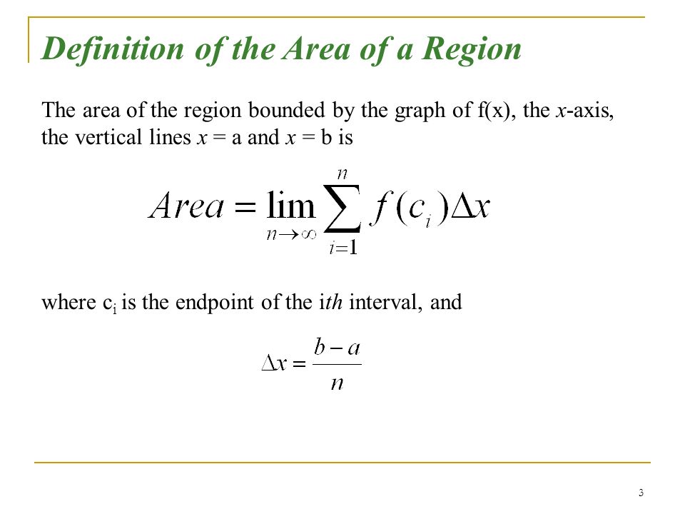 Definition of the Area of a Region