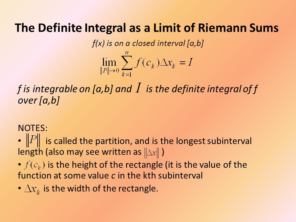 The Definite Integral as a Limit of Riemann Sums