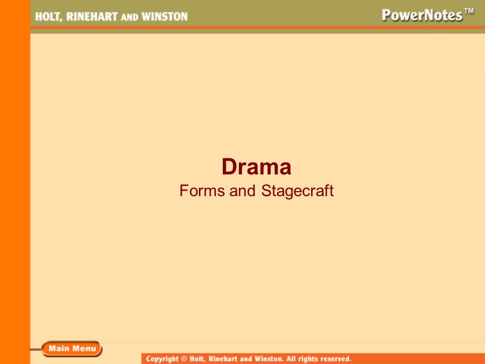 Drama Forms and Stagecraft
