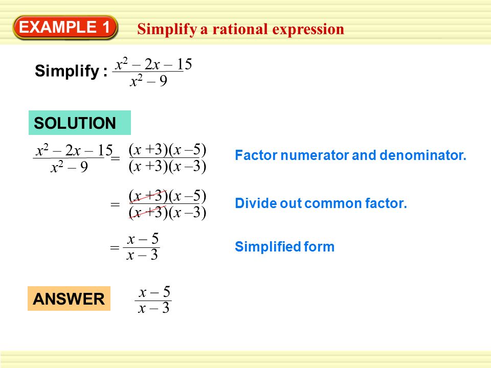 Simplify a rational expression