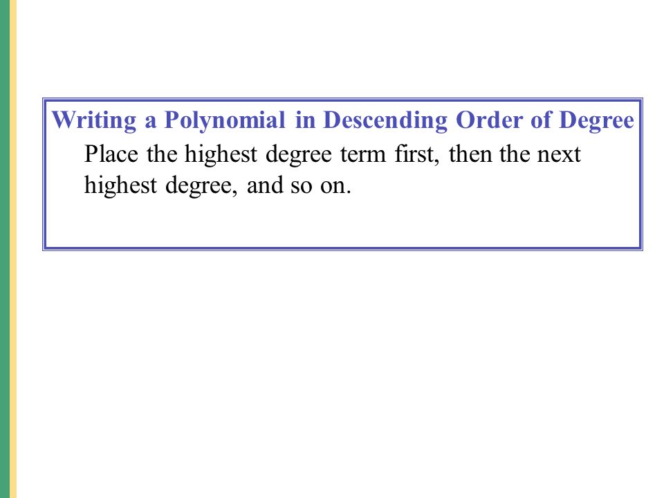 Writing a Polynomial in Descending Order of Degree