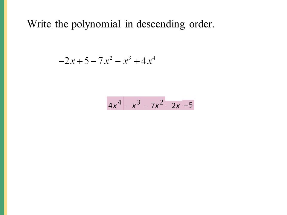 Write the polynomial in descending order.