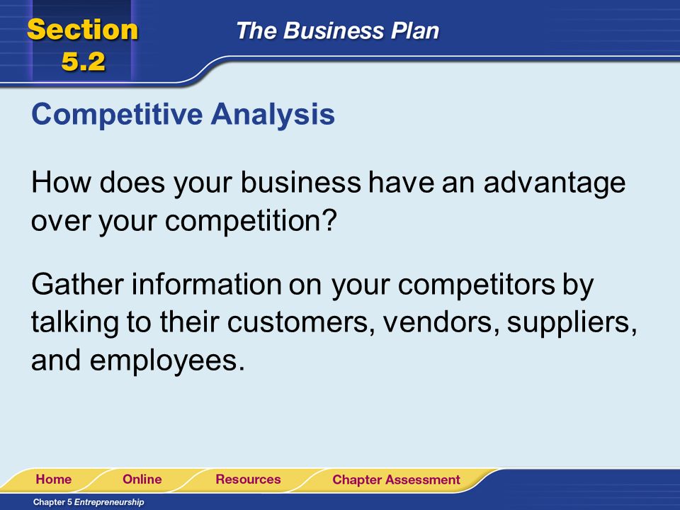 Competitive Analysis How does your business have an advantage over your competition