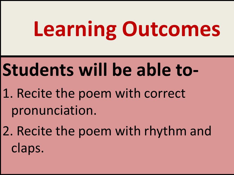 Learning Outcomes Students will be able to-
