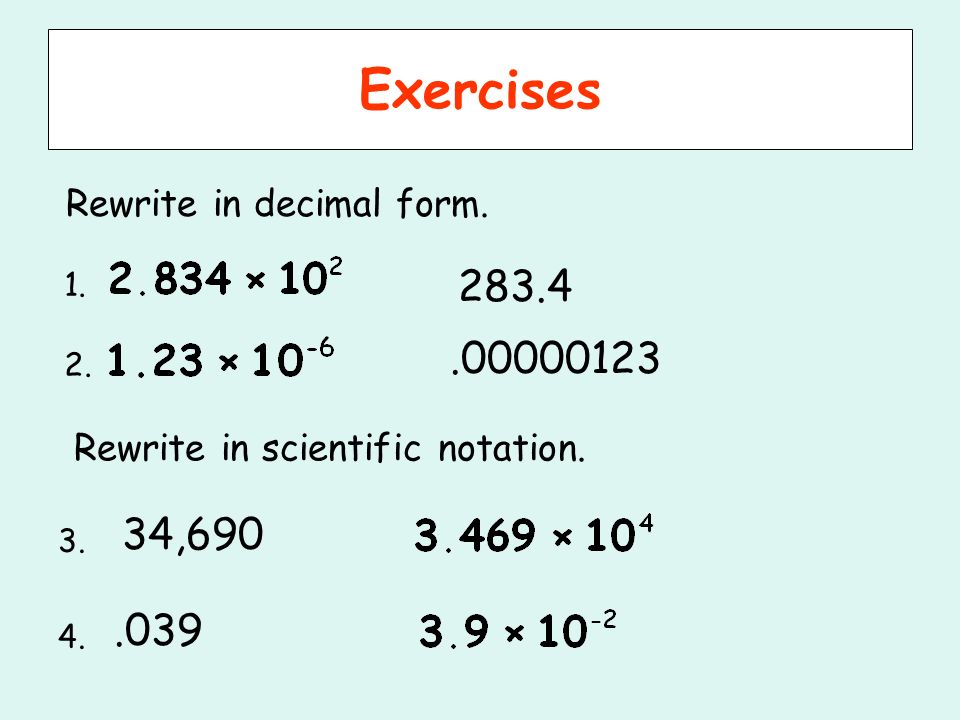 Exercises , Rewrite in decimal form.