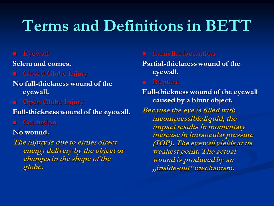 Terms and Definitions in BETT