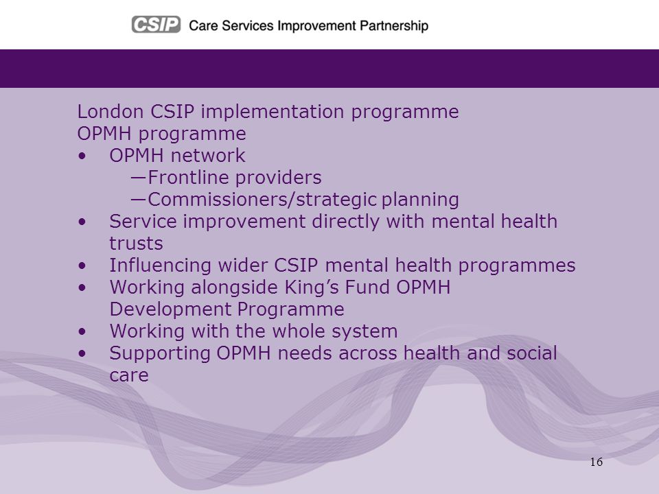 London CSIP implementation programme