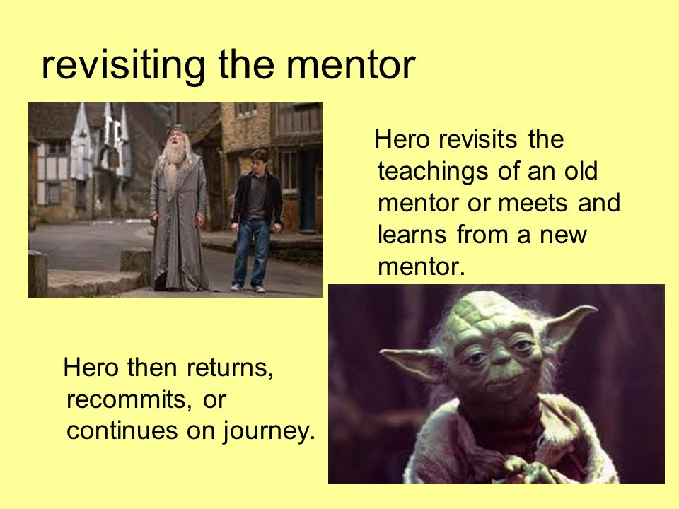 revisiting the mentor Hero then returns, recommits, or continues on journey.