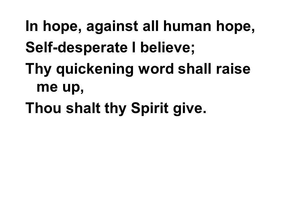 In hope, against all human hope,