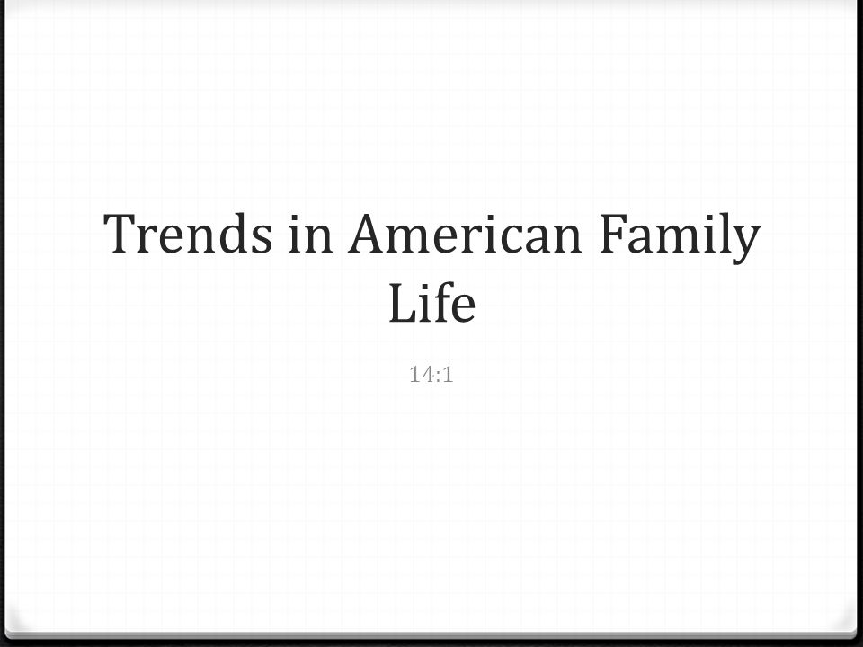 Trends in American Family Life