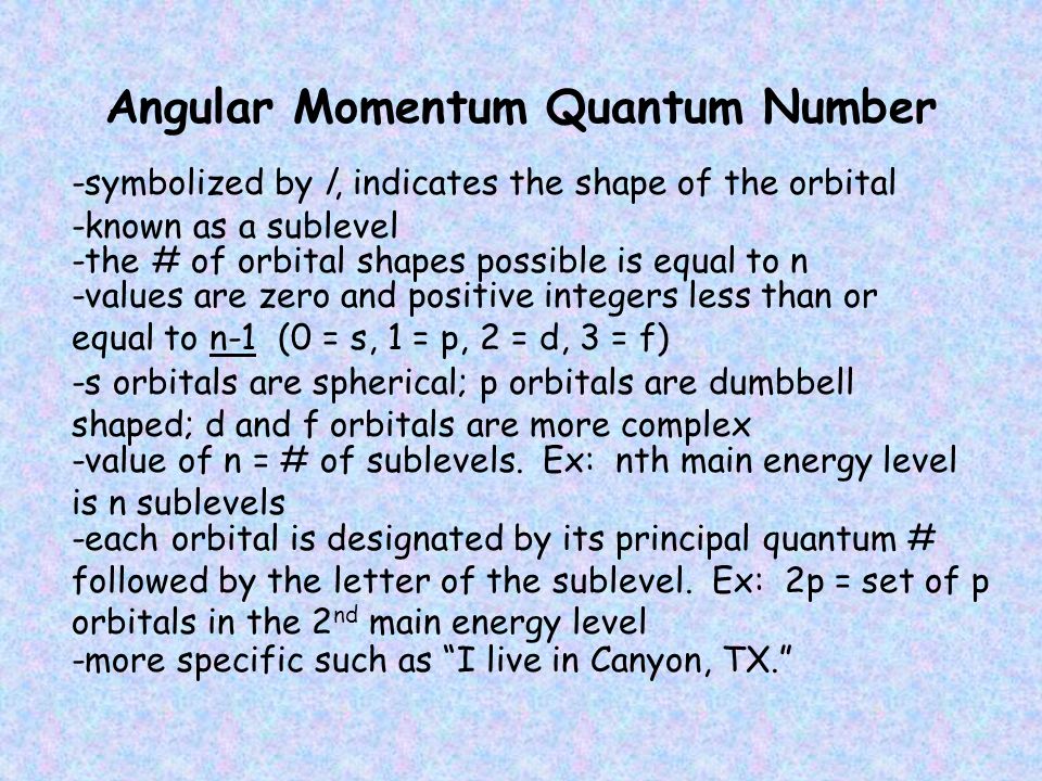 Angular Momentum Quantum Number