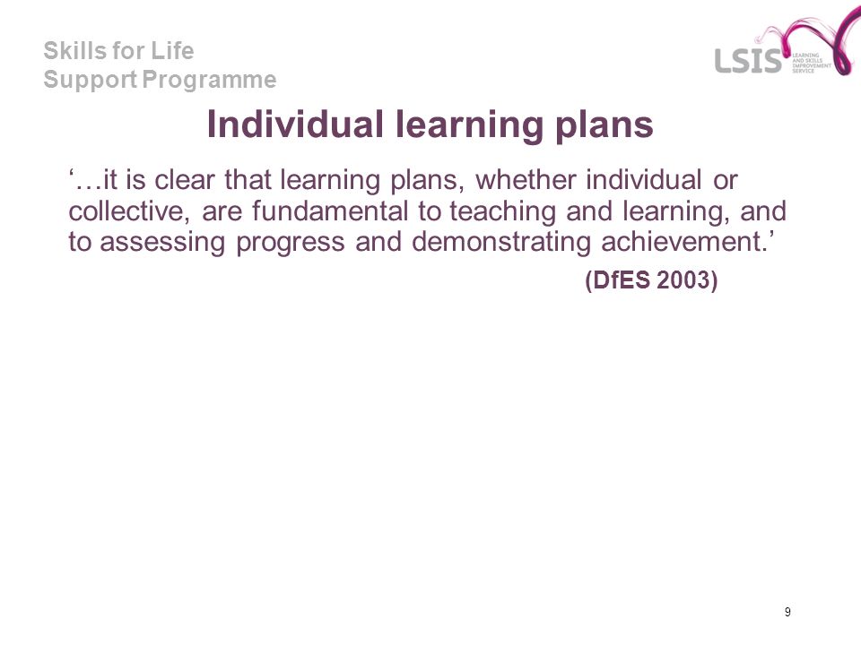 Individual learning plans