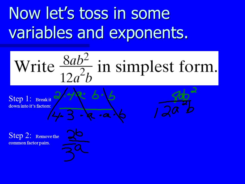 Now let’s toss in some variables and exponents.