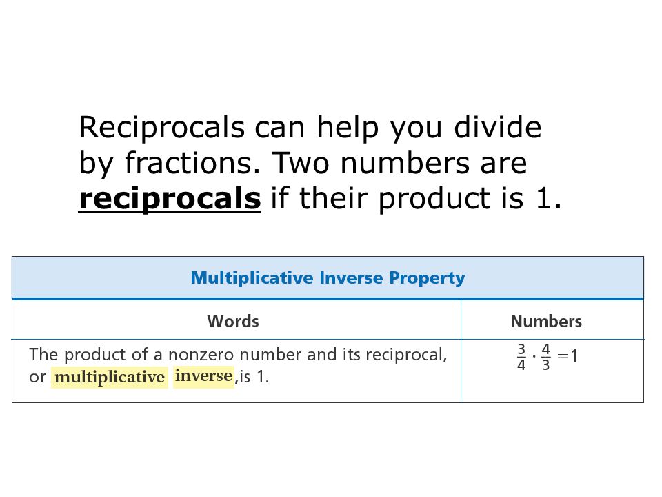 Reciprocals can help you divide by fractions