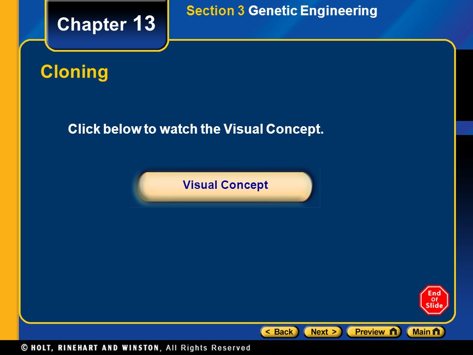 Chapter 13 Cloning Section 3 Genetic Engineering