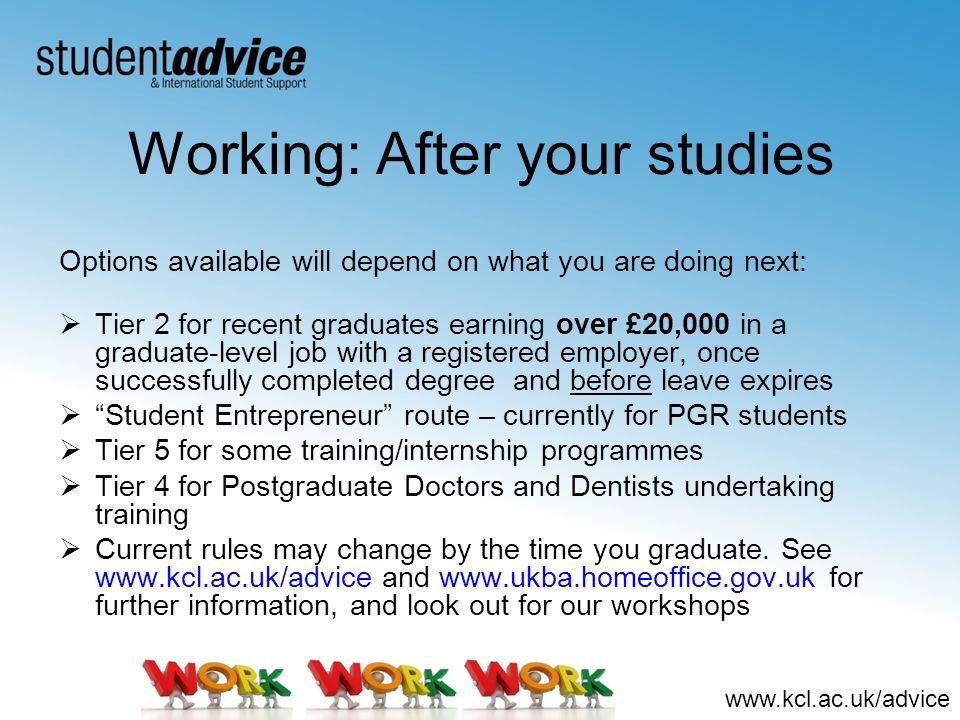 Working: After your studies
