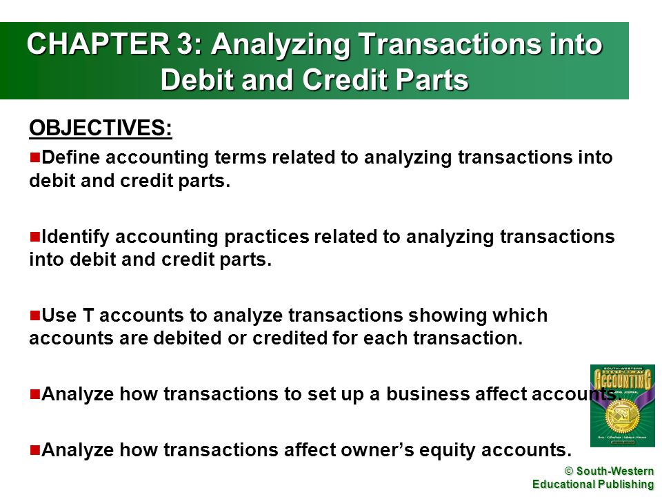 CHAPTER 3: Analyzing Transactions into Debit and Credit Parts