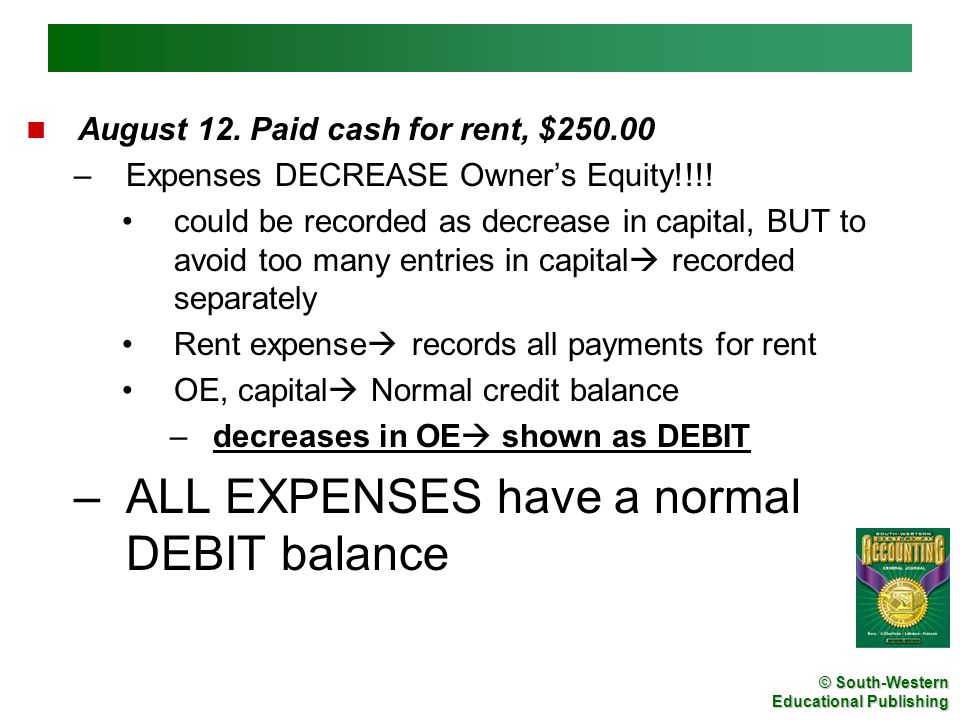 ALL EXPENSES have a normal DEBIT balance