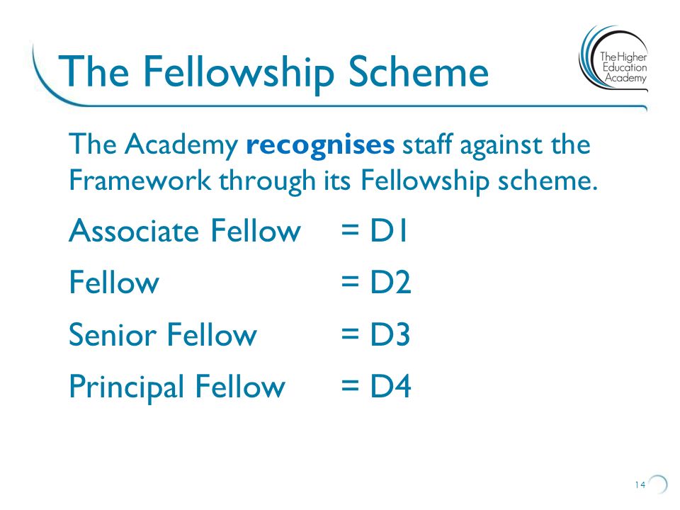 The Fellowship Scheme Associate Fellow = D1 Fellow = D2