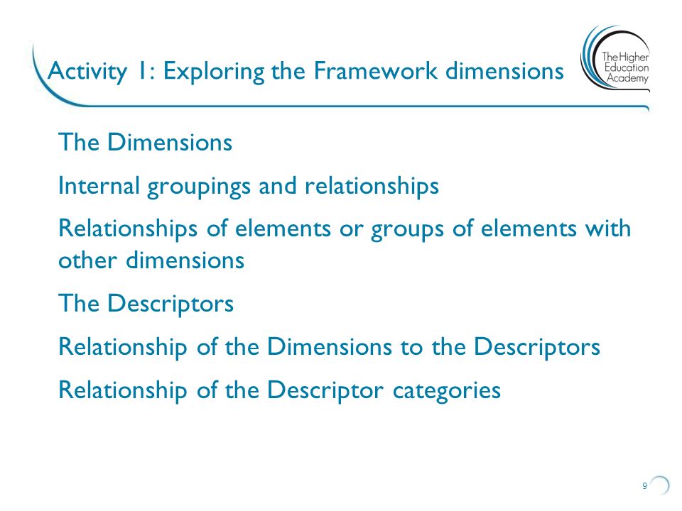 Activity 1: Exploring the Framework dimensions