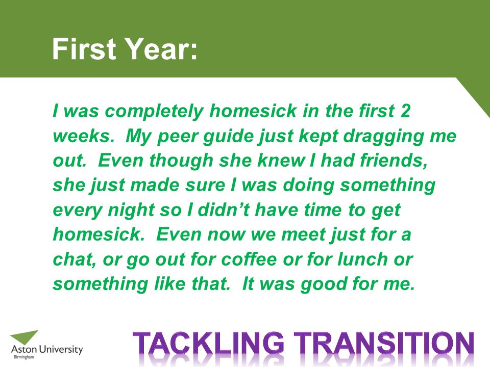 First Year: Tackling transition