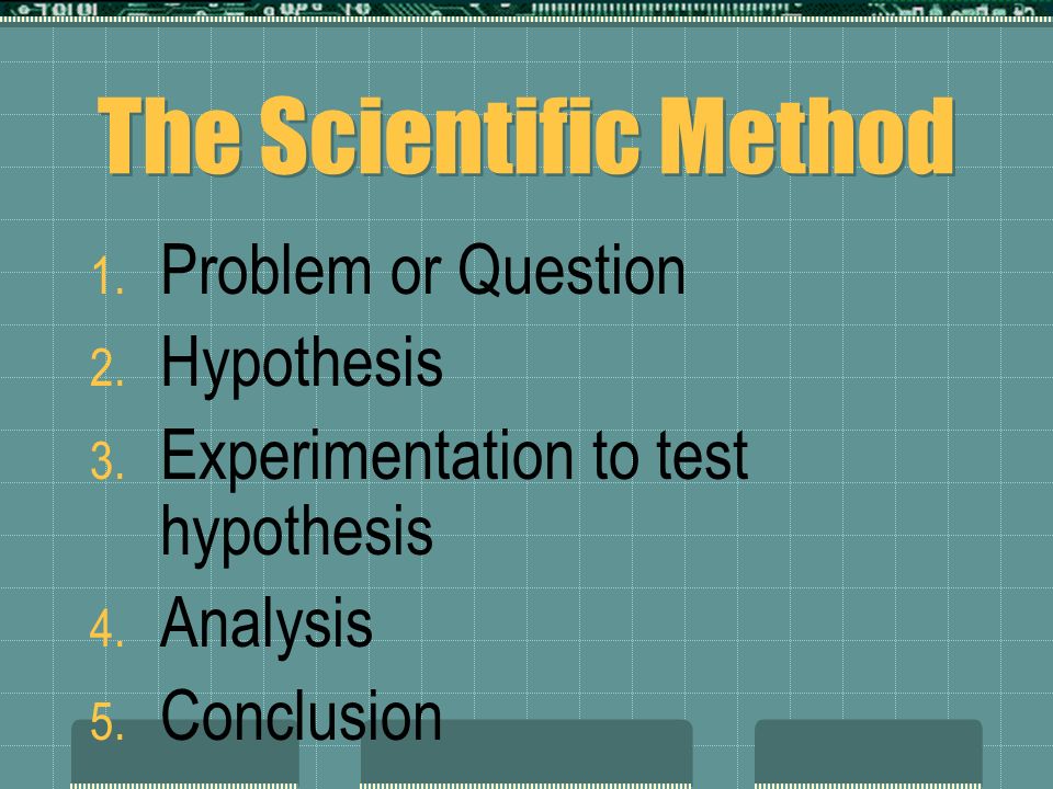 The Scientific Method Problem or Question Hypothesis