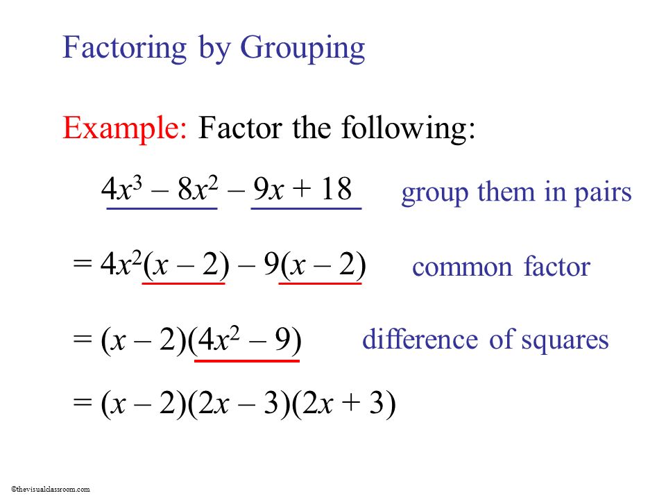 Example: Factor the following: