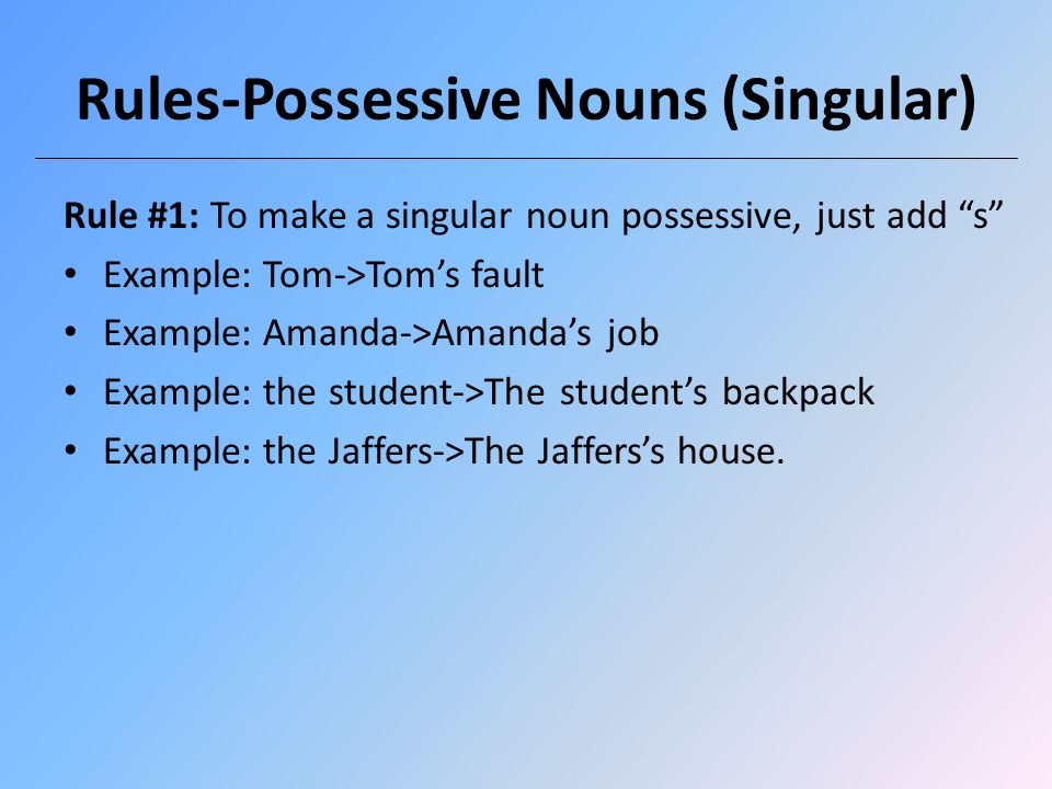Rules-Possessive Nouns (Singular)