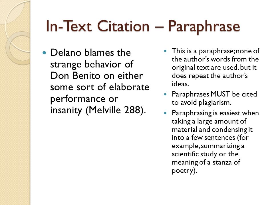 In-Text Citation – Paraphrase