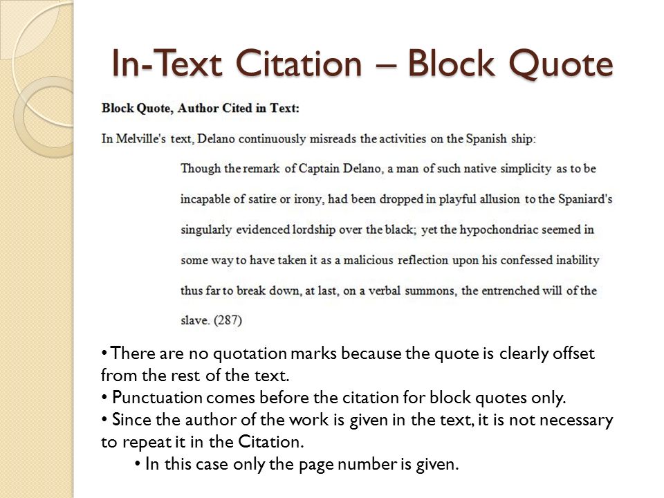 In-Text Citation – Block Quote