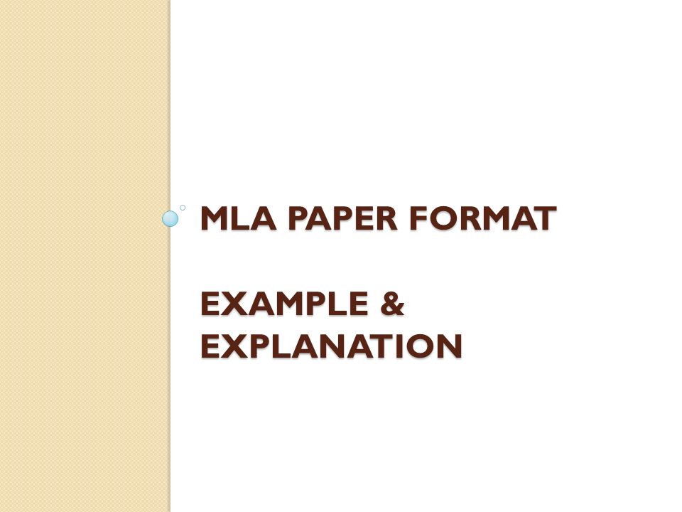 MLA Paper Format Example & Explanation