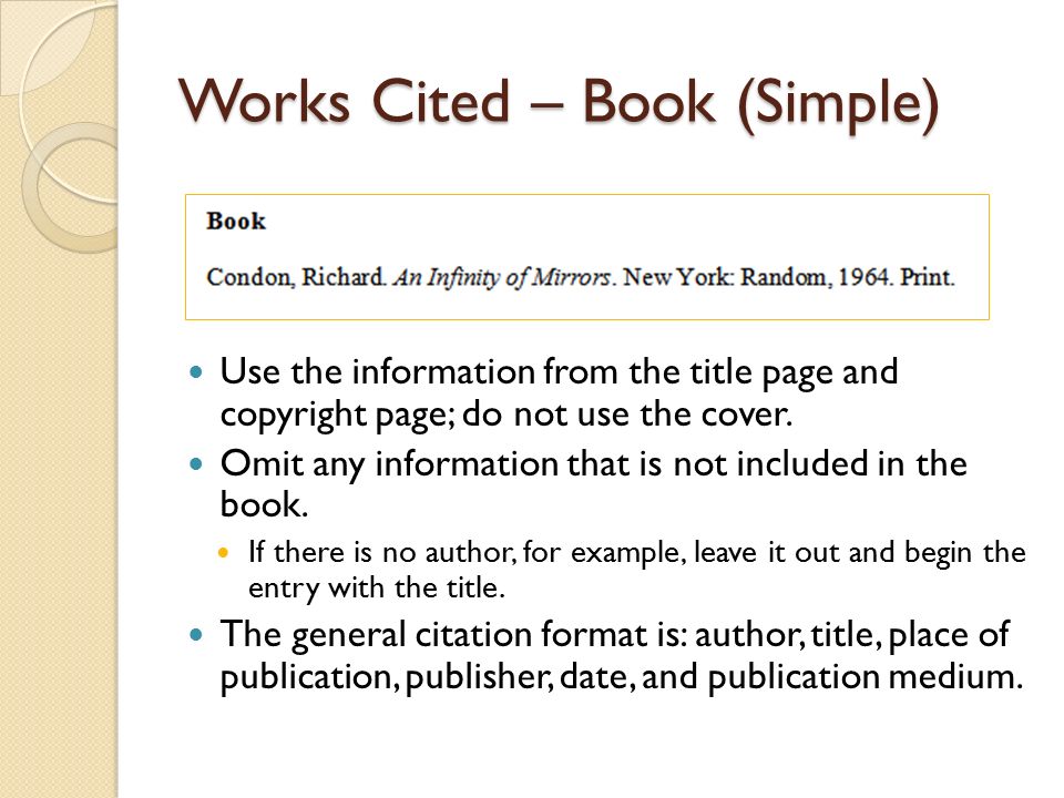 Works Cited – Book (Simple)