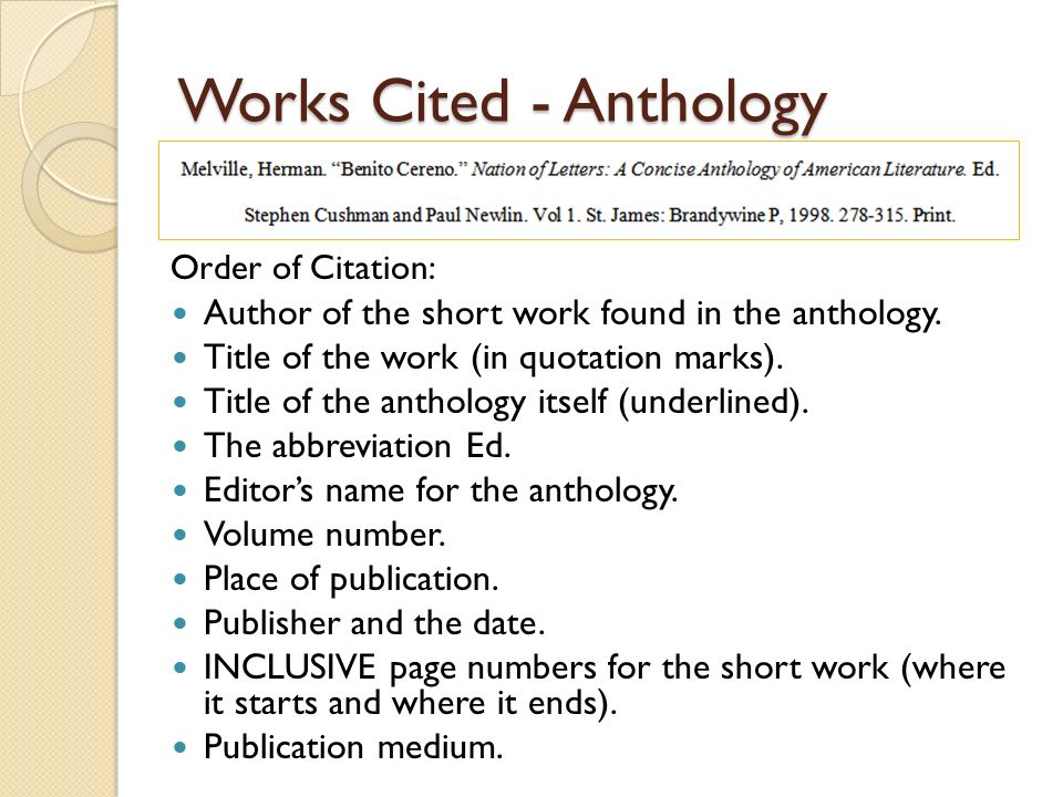 Works Cited - Anthology