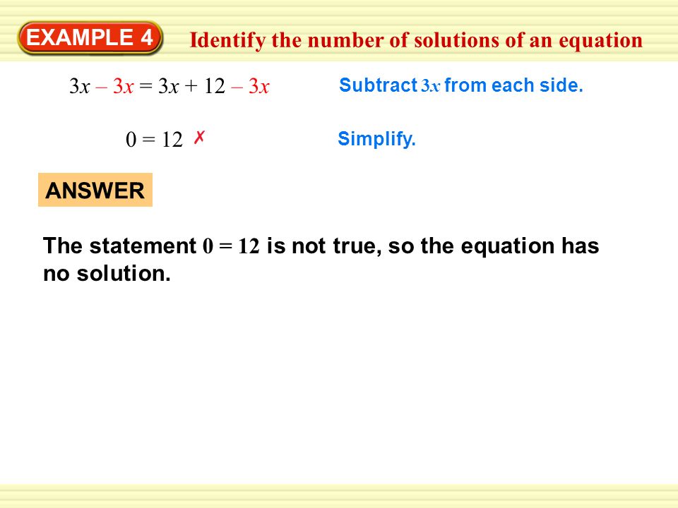 Identify the number of solutions of an equation