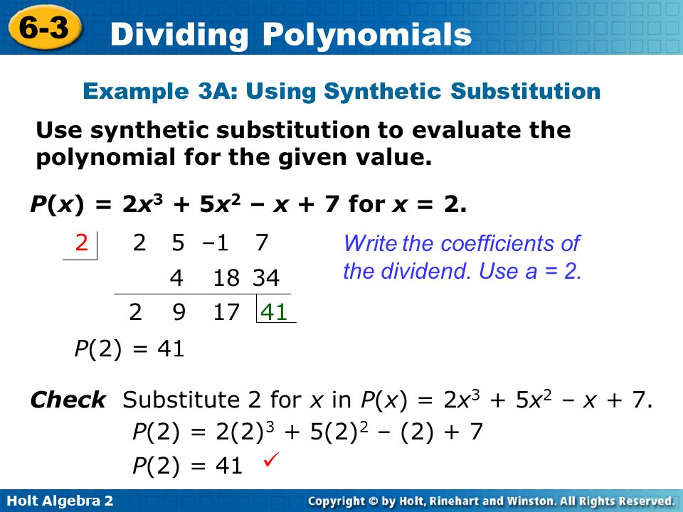 Example 3A: Using Synthetic Substitution