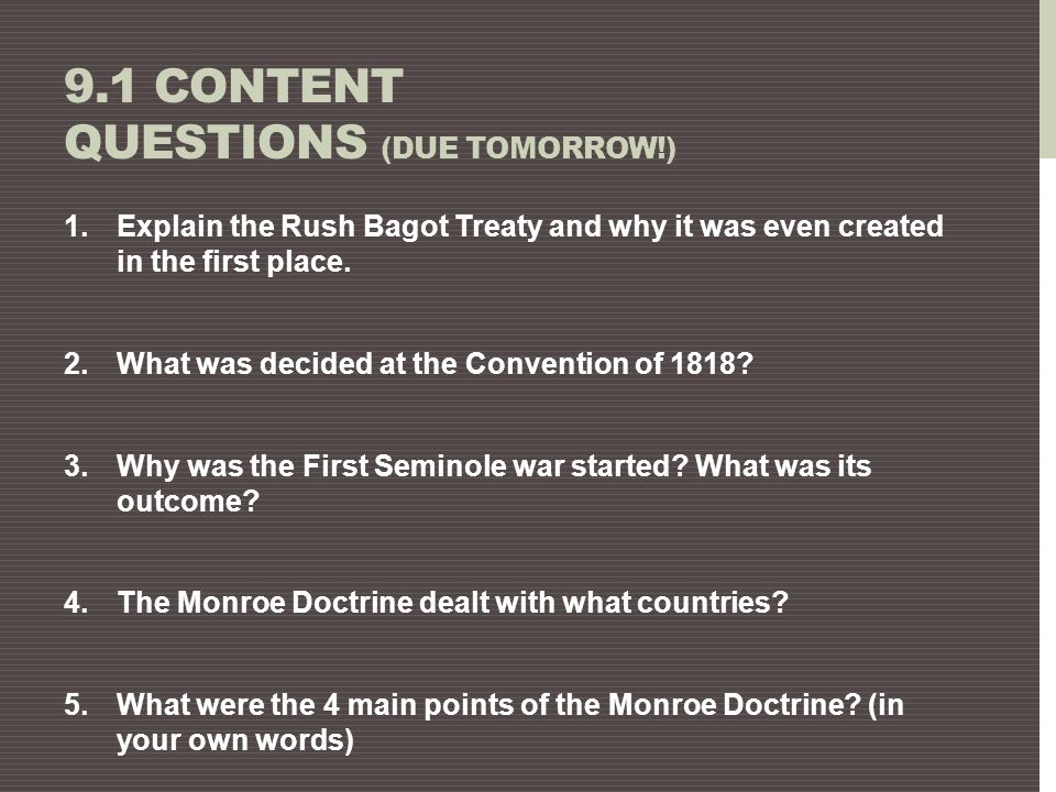 9.1 content Questions (due tomorrow!)