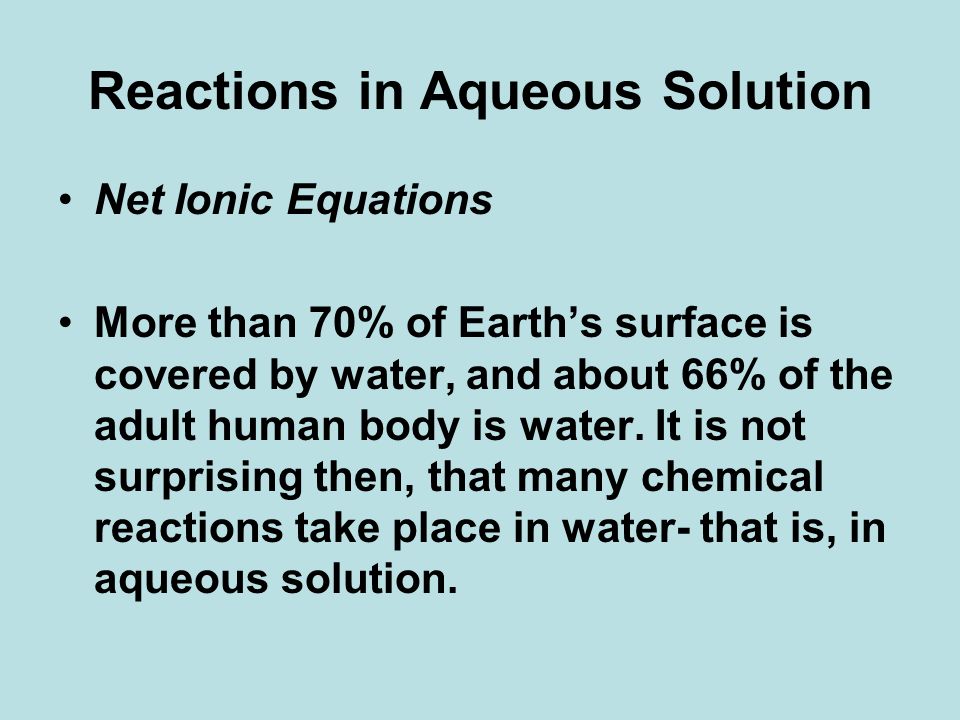 Reactions in Aqueous Solution