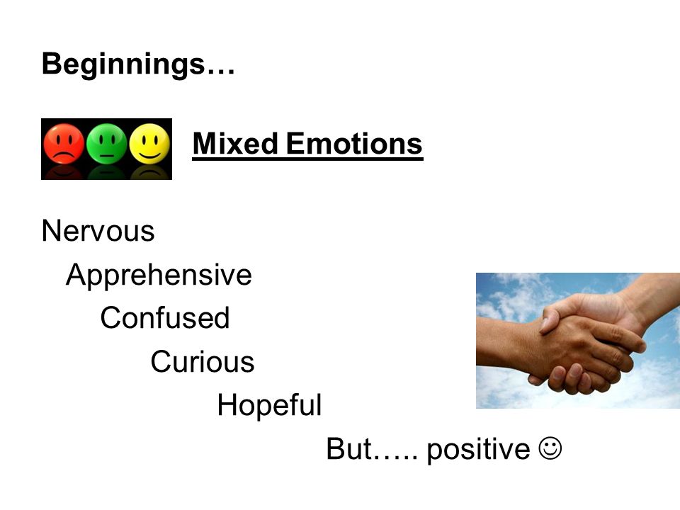 Beginnings… Mixed Emotions Nervous Apprehensive Confused Curious