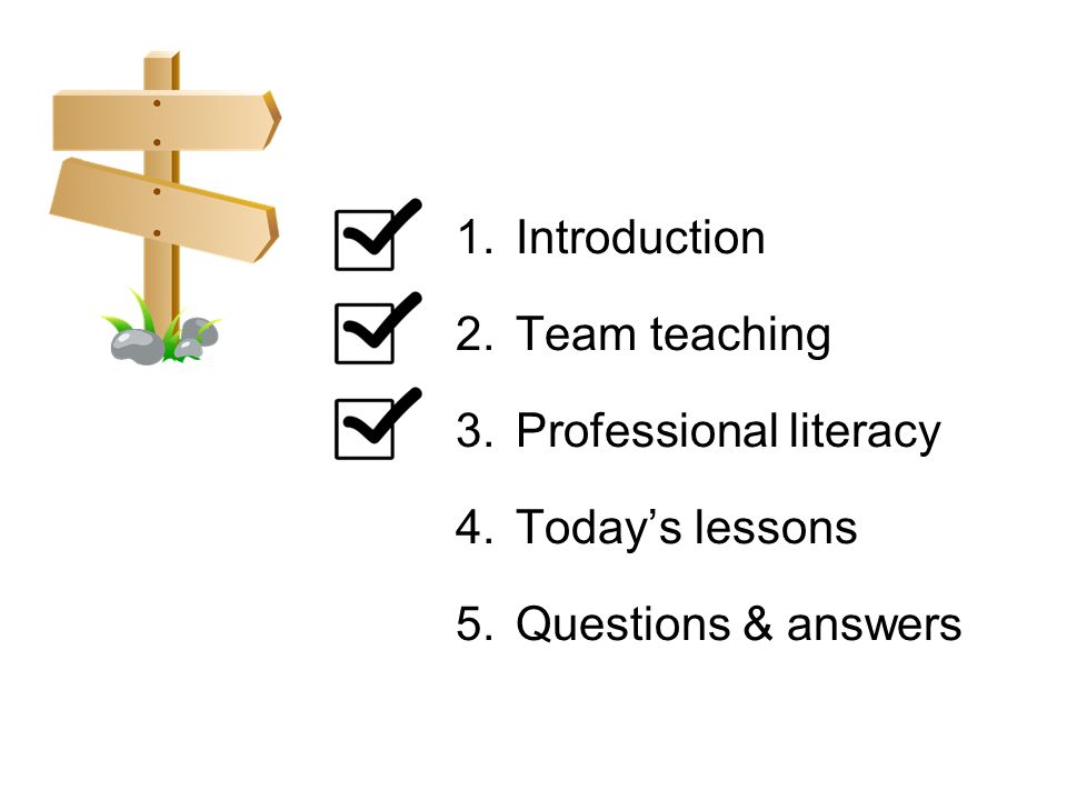 Professional literacy Today’s lessons Questions & answers