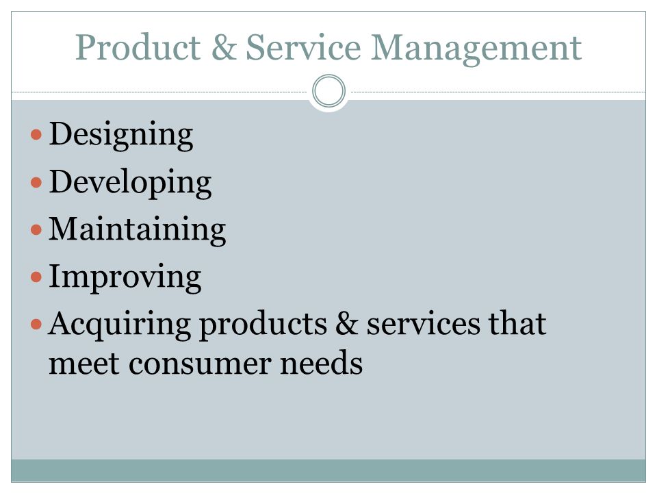 Product & Service Management