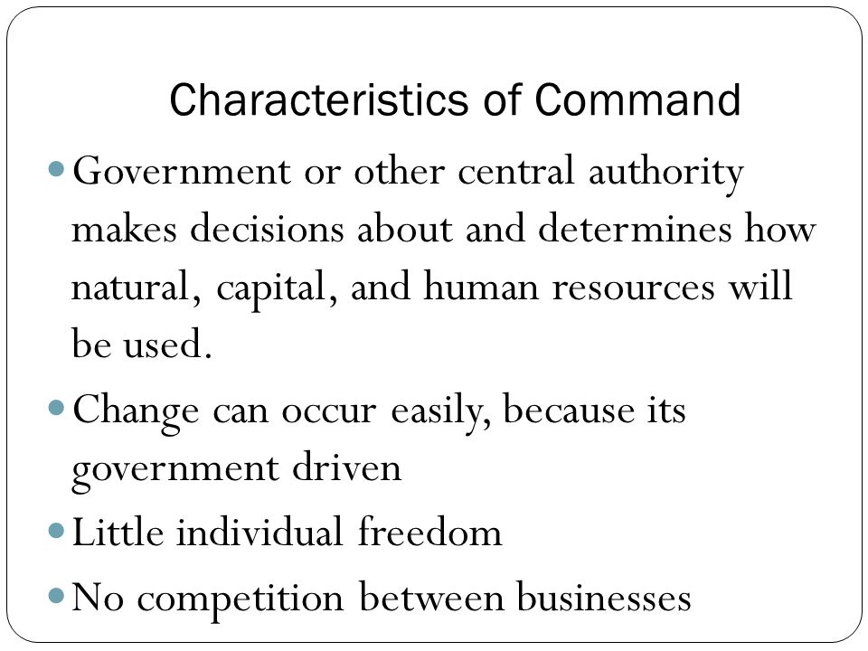 Characteristics of Command