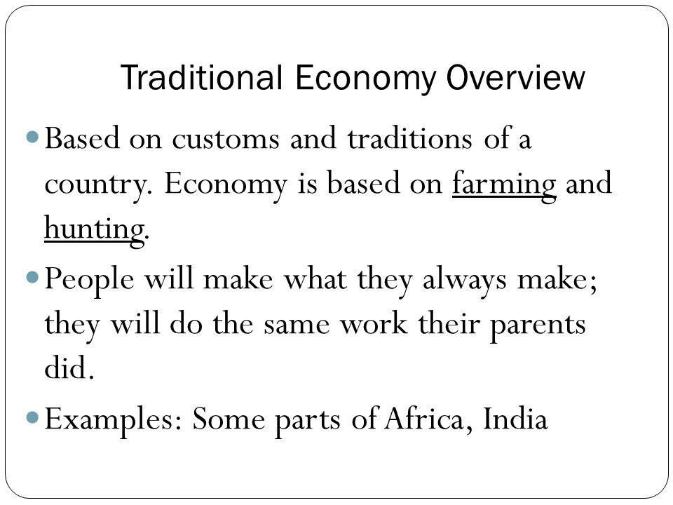 Traditional Economy Overview