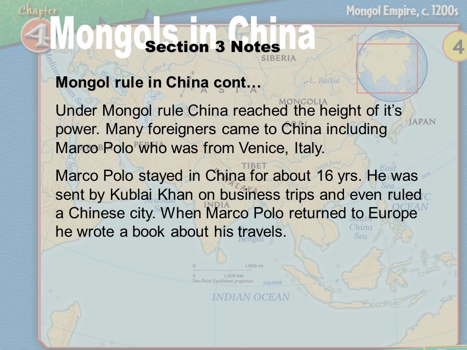 Section 3 Notes Mongol rule in China cont…