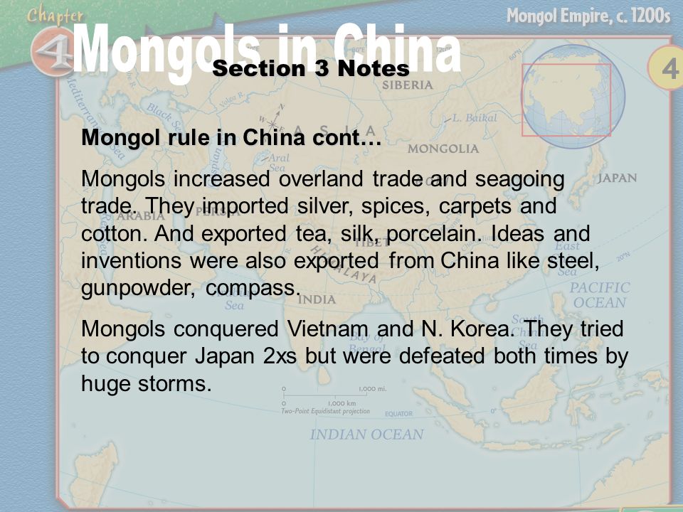 Section 3 Notes Mongol rule in China cont…
