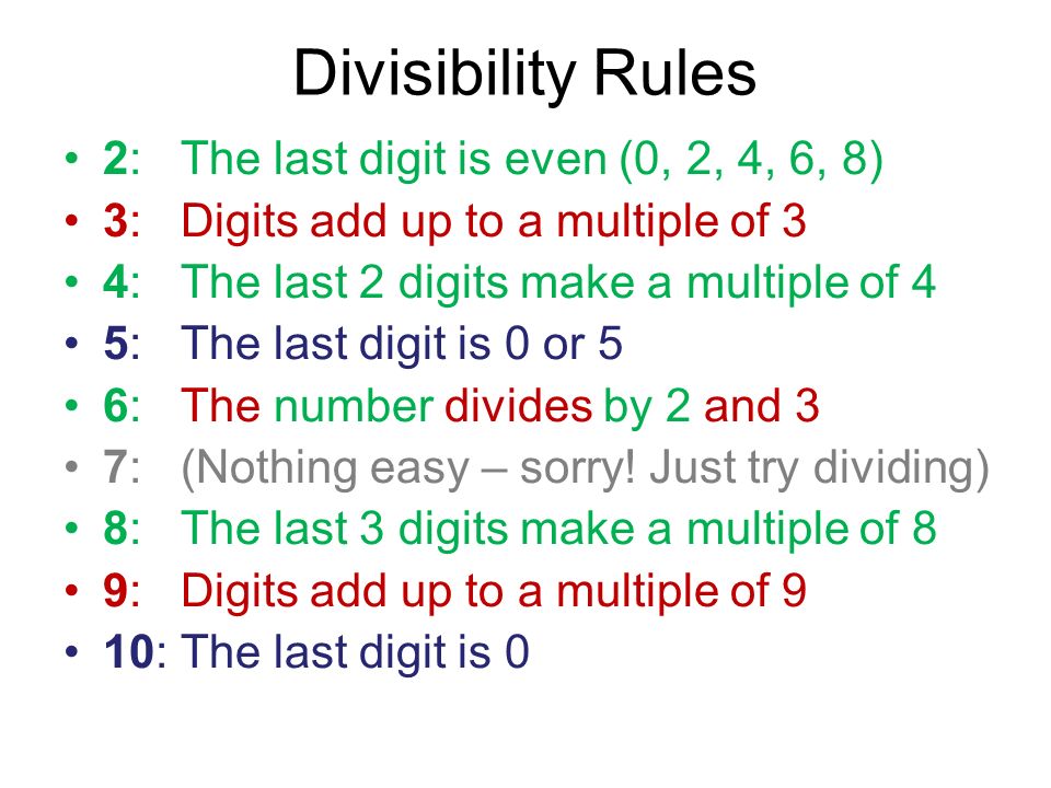 Divisibility Rules 2: The last digit is even (0, 2, 4, 6, 8)