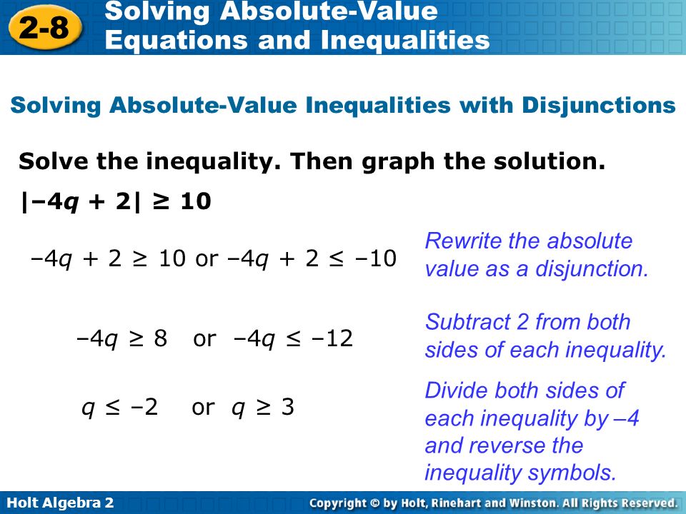 Solving Absolute-Value Inequalities with Disjunctions