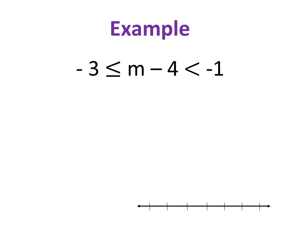Example - 3 ≤ m – 4 < -1