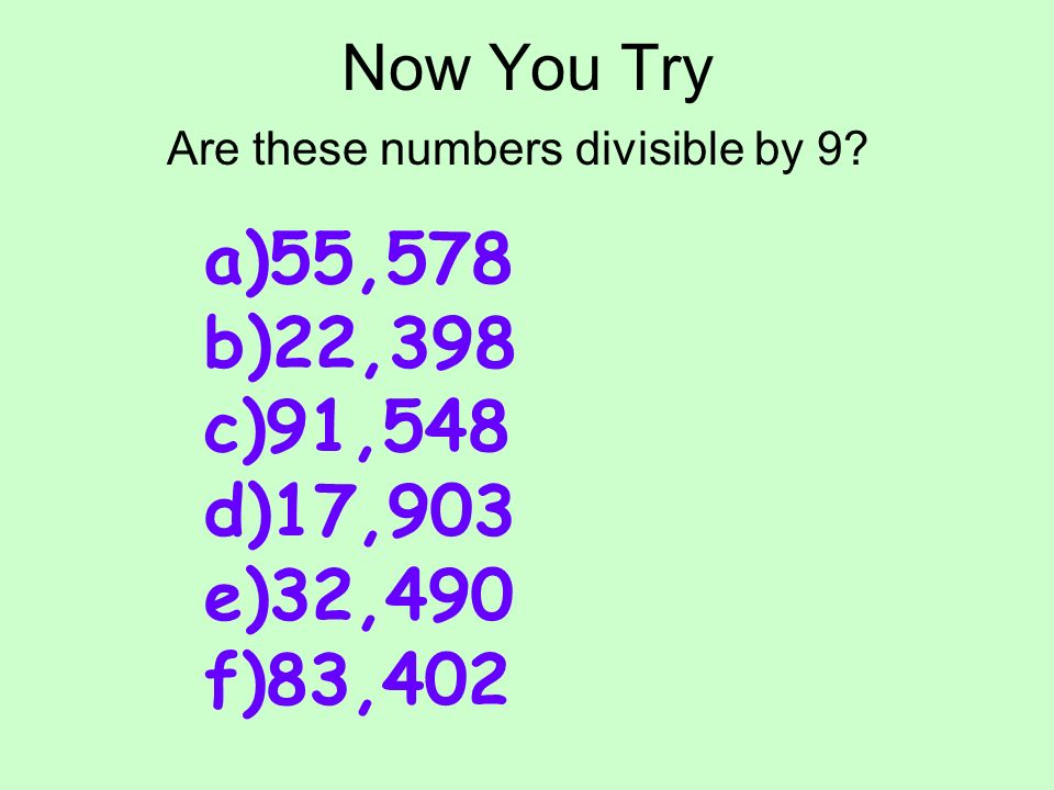 Are these numbers divisible by 9