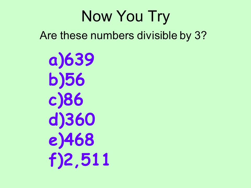 Are these numbers divisible by 3